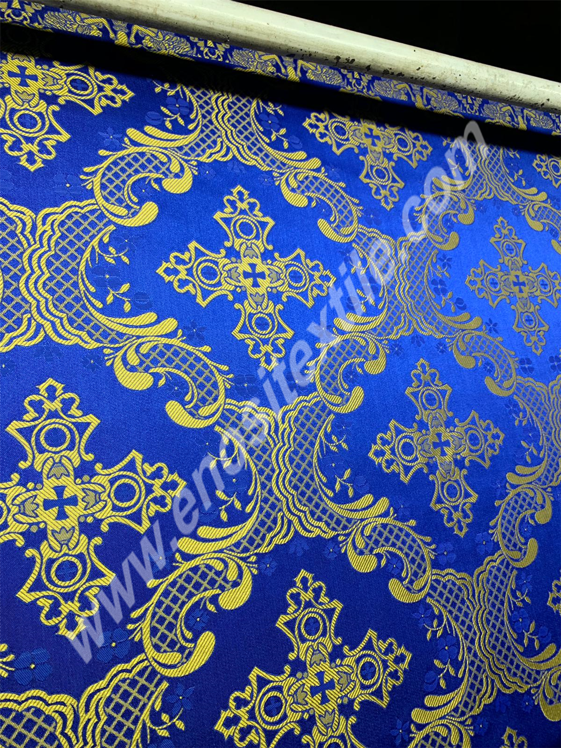 KL-016 Dark Blue-Gold Brocade Fabrics